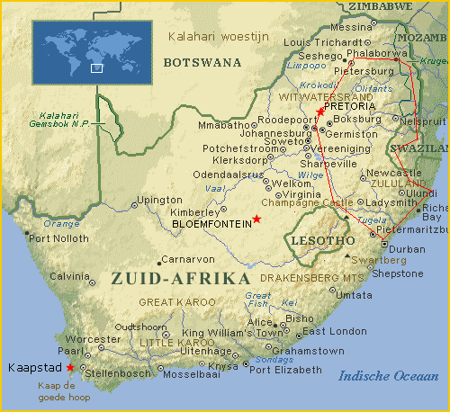 kaart zuid-afrika